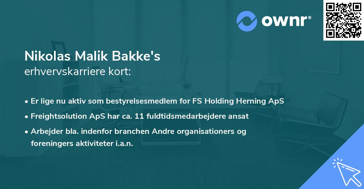 Nikolas Malik Bakke's erhvervskarriere kort