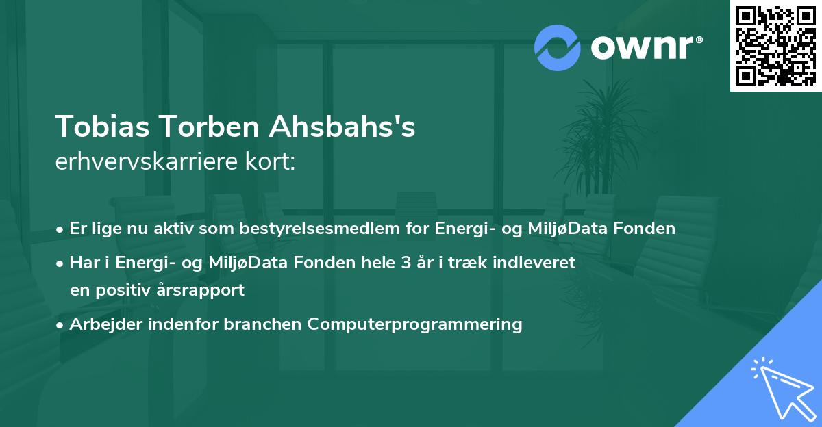 Tobias Torben Ahsbahs's erhvervskarriere kort