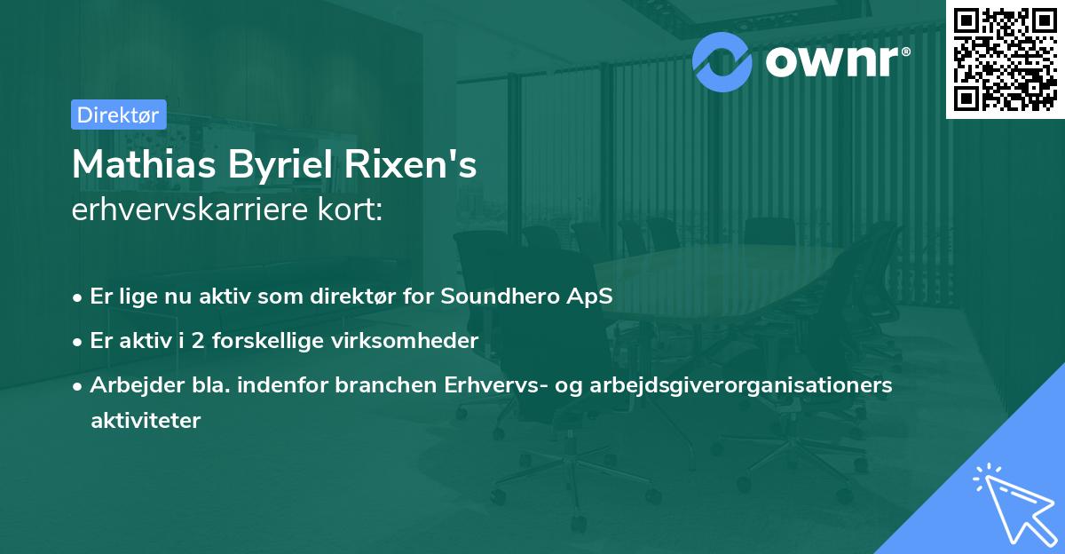 Mathias Byriel Rixen's erhvervskarriere kort