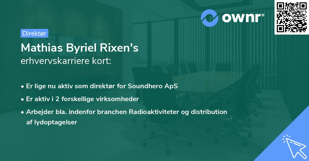Mathias Byriel Rixen's erhvervskarriere kort