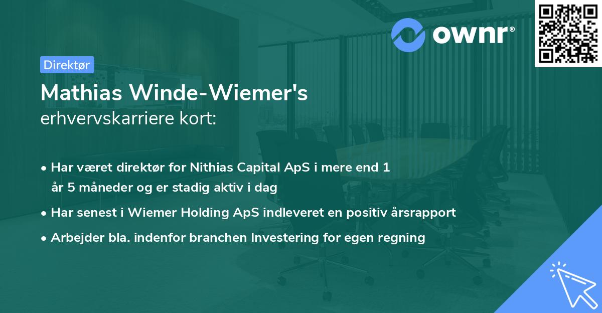 Mathias Winde-Wiemer's erhvervskarriere kort