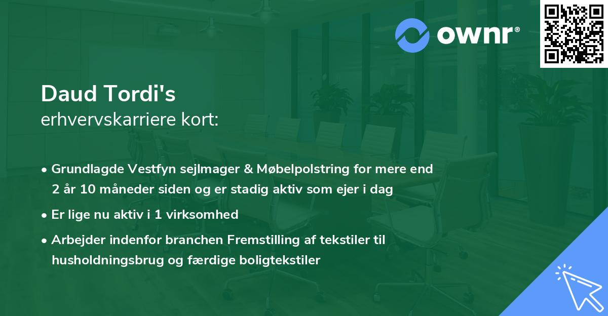 Daud Tordi's erhvervskarriere kort