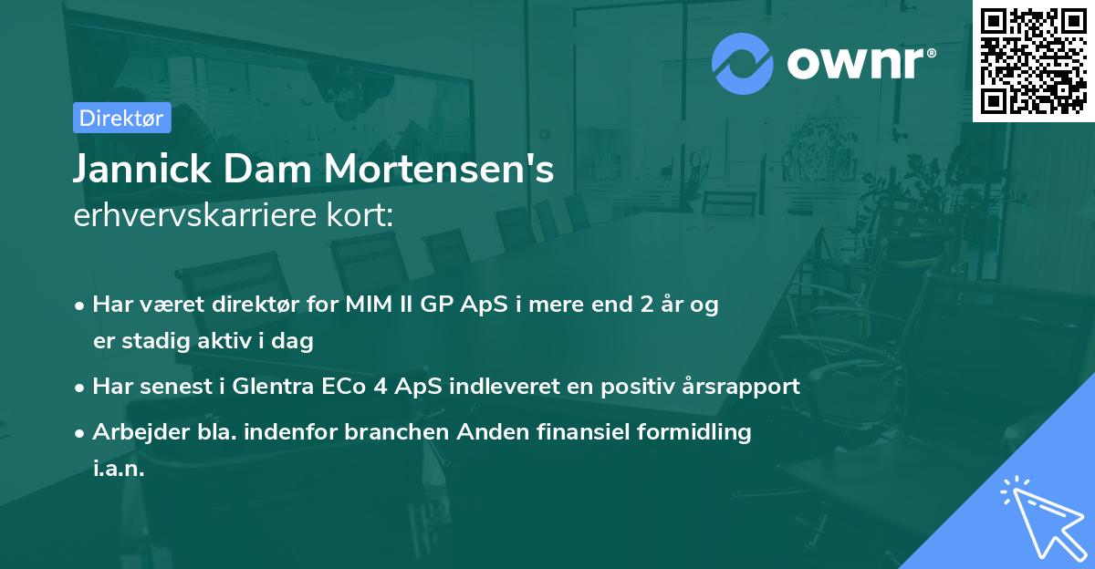 Jannick Dam Mortensen's erhvervskarriere kort