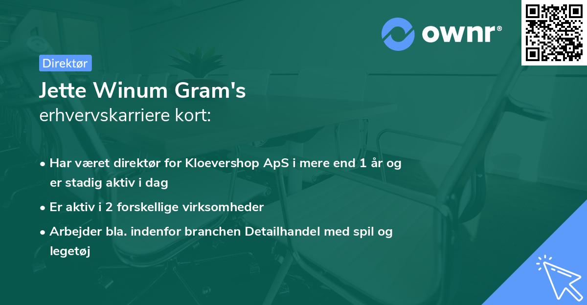 Jette Winum Gram's erhvervskarriere kort