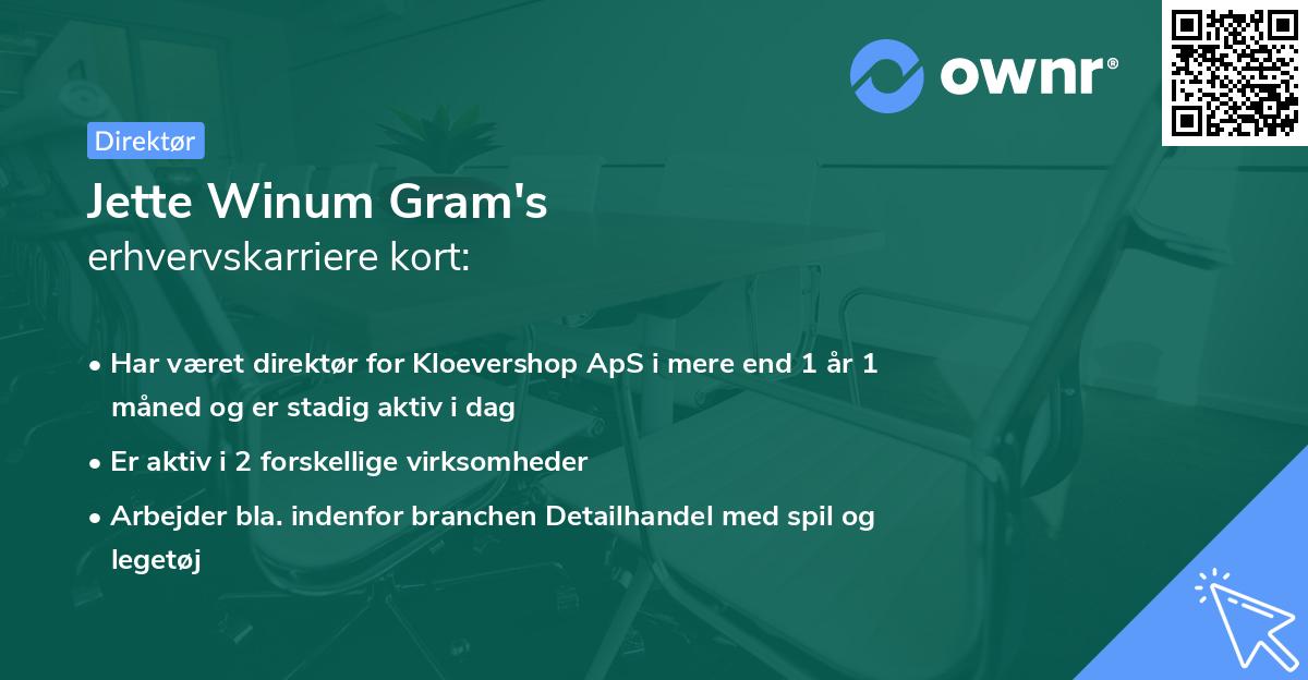 Jette Winum Gram's erhvervskarriere kort
