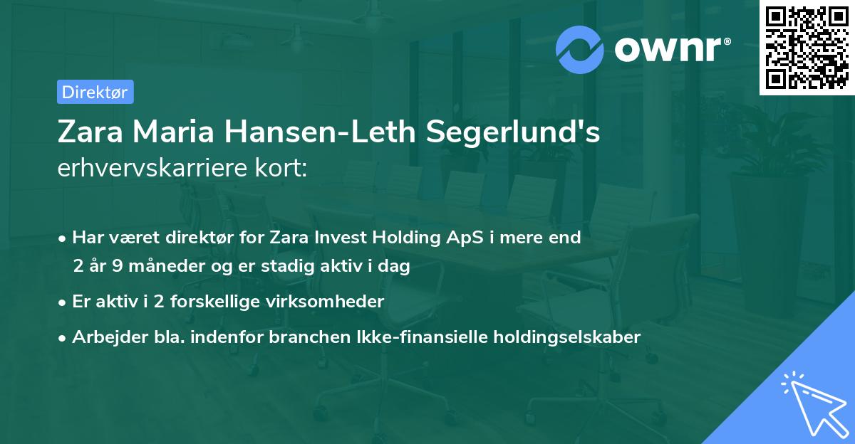 Zara Maria Hansen-Leth Segerlund's erhvervskarriere kort