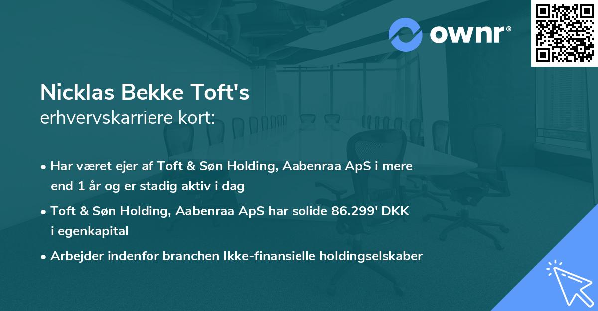 Nicklas Bekke Toft's erhvervskarriere kort