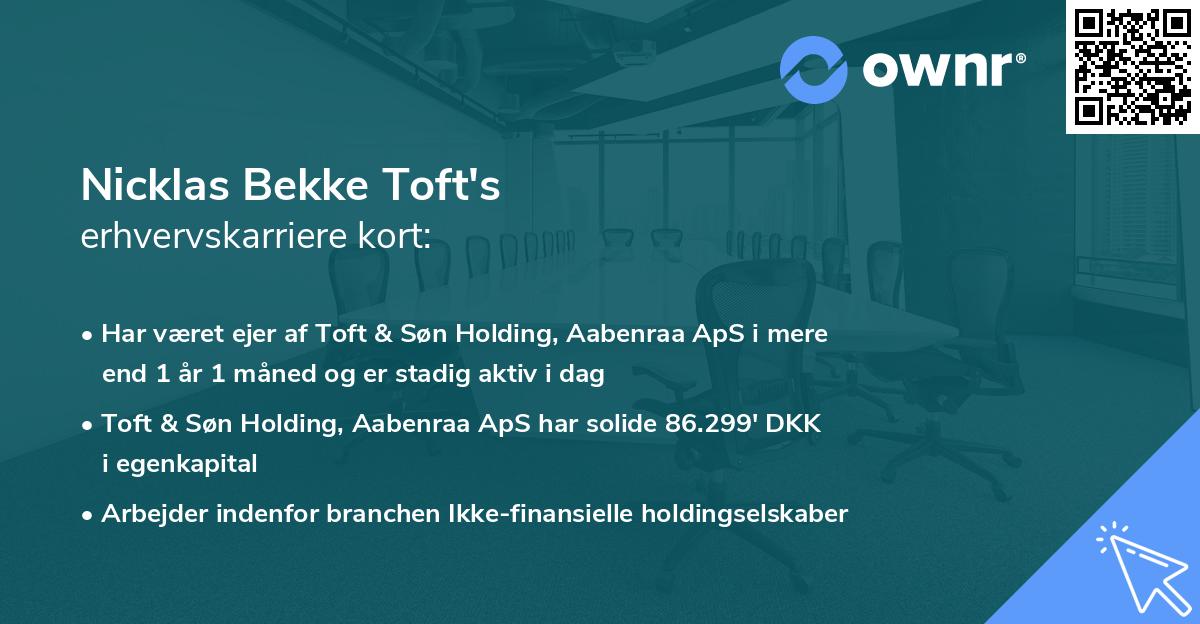 Nicklas Bekke Toft's erhvervskarriere kort