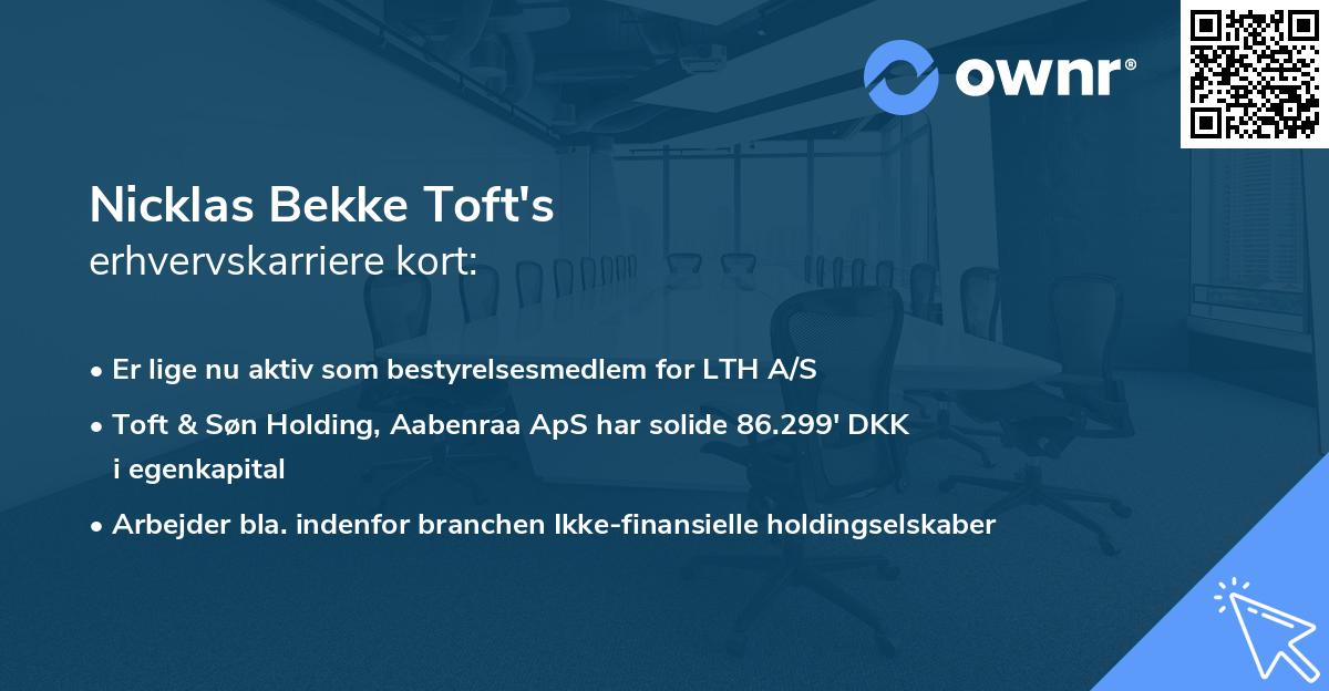 Nicklas Bekke Toft's erhvervskarriere kort