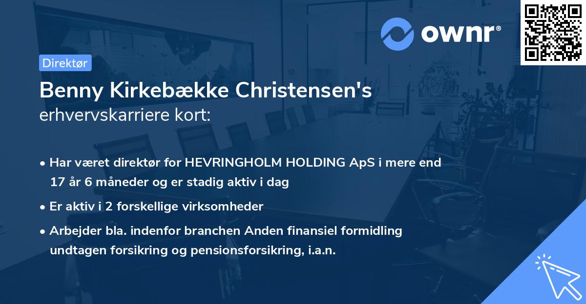 Benny Kirkebække Christensen's erhvervskarriere kort