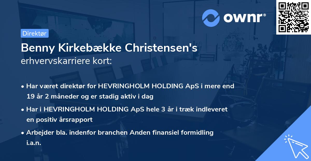 Benny Kirkebække Christensen's erhvervskarriere kort