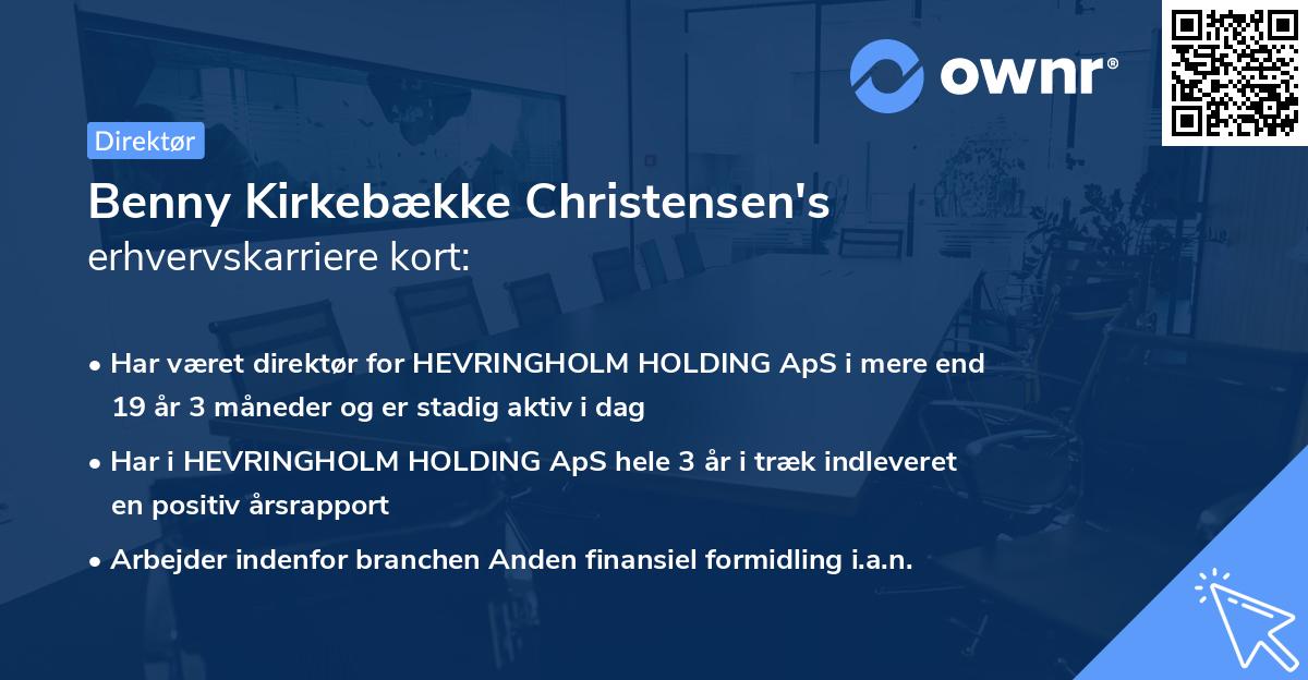 Benny Kirkebække Christensen's erhvervskarriere kort