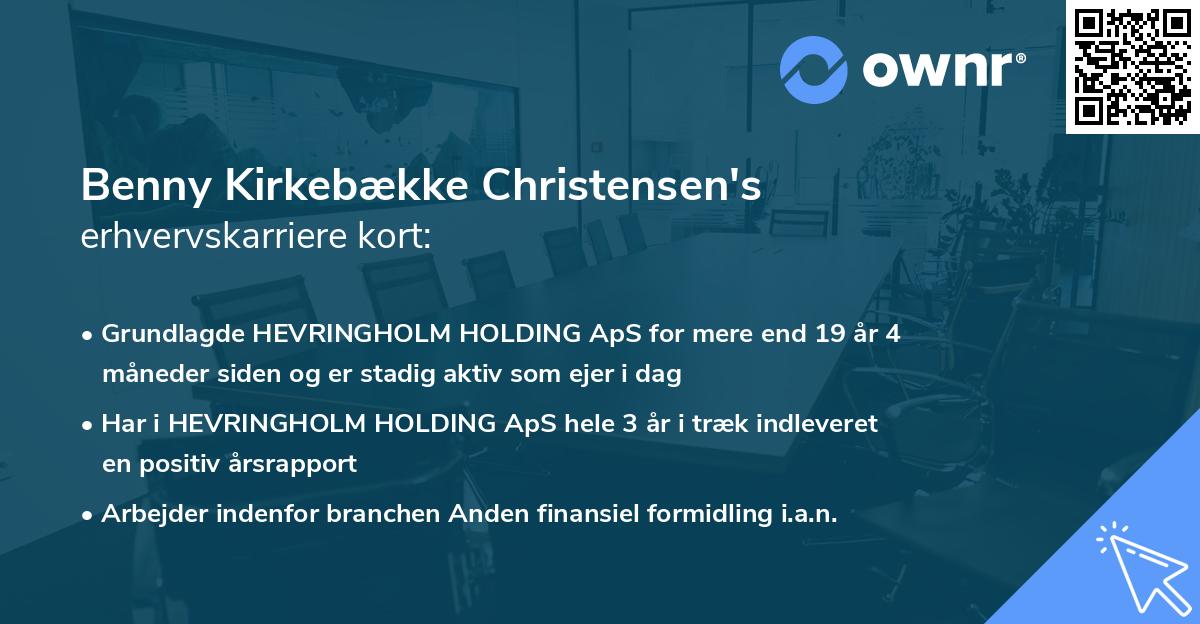 Benny Kirkebække Christensen's erhvervskarriere kort