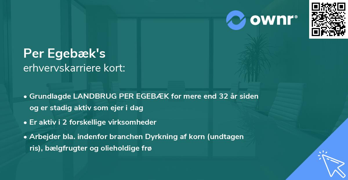 Per Egebæk's erhvervskarriere kort