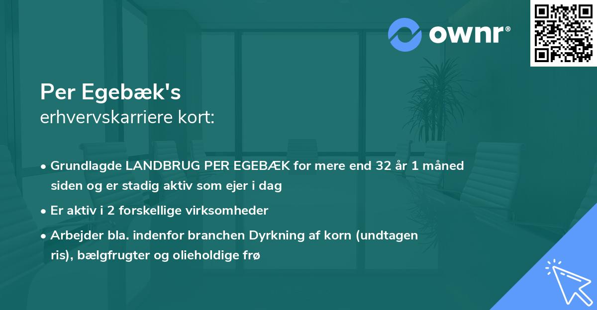 Per Egebæk's erhvervskarriere kort