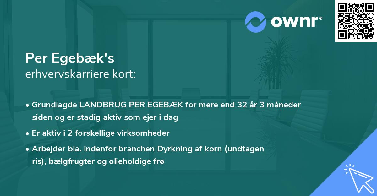 Per Egebæk's erhvervskarriere kort