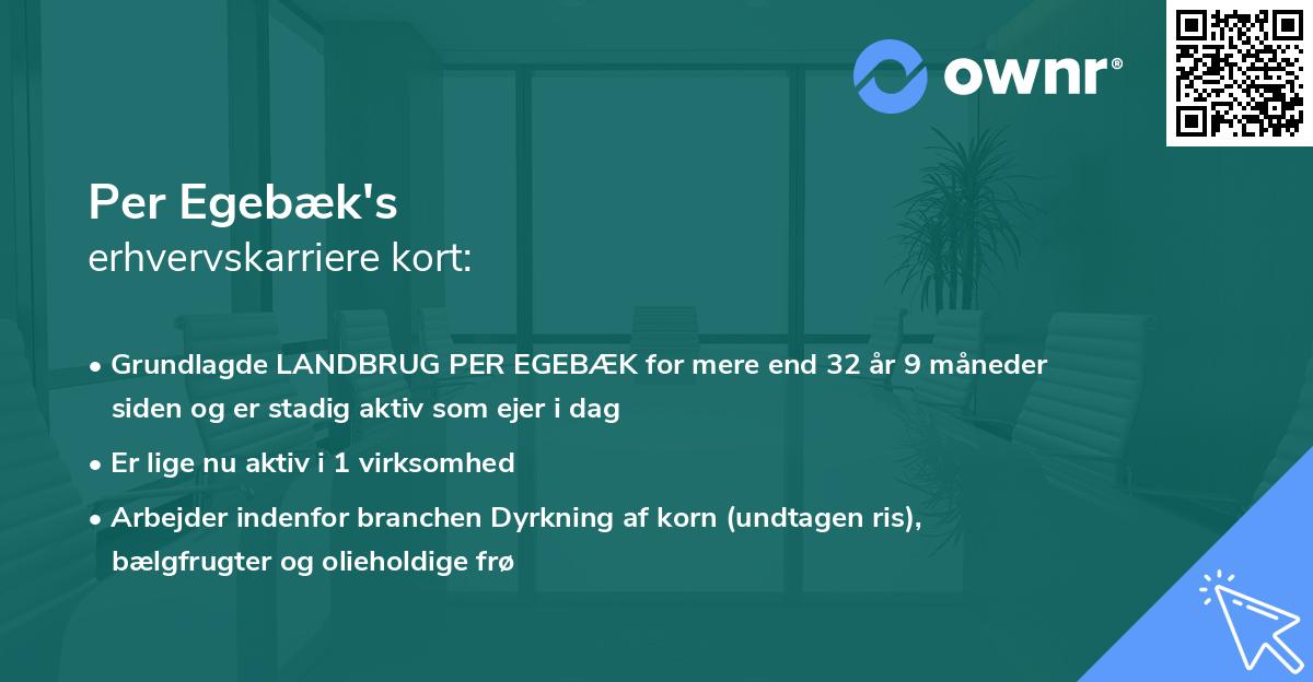 Per Egebæk's erhvervskarriere kort