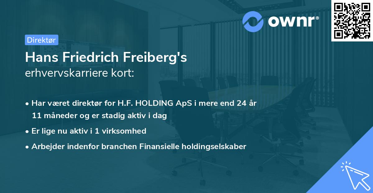 Hans Friedrich Freiberg's erhvervskarriere kort