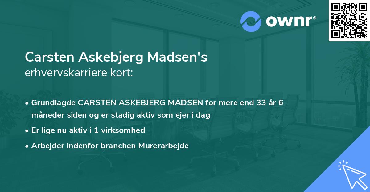 Carsten Askebjerg Madsen's erhvervskarriere kort