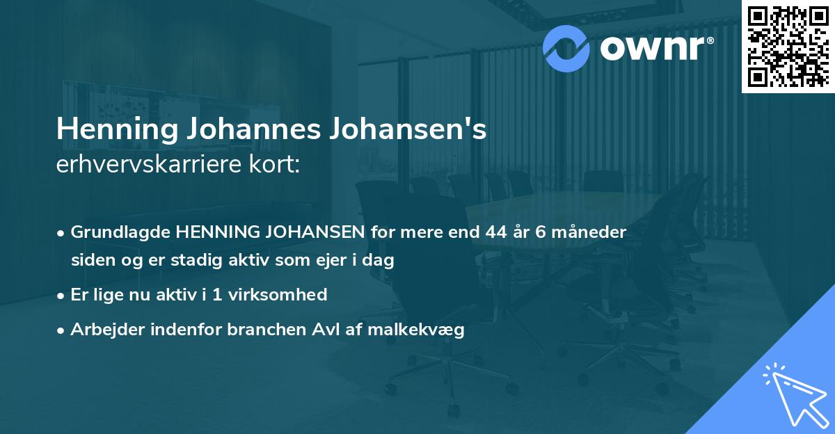 Henning Johannes Johansen's erhvervskarriere kort