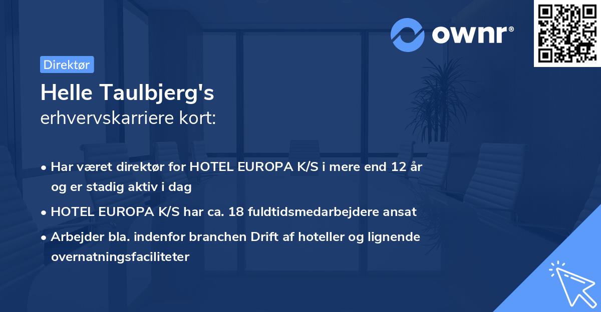 Helle Taulbjerg's erhvervskarriere kort