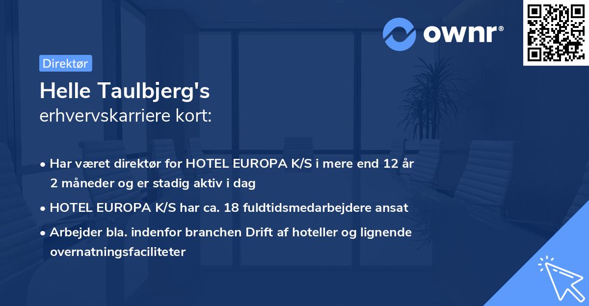 Helle Taulbjerg's erhvervskarriere kort