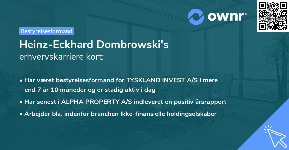 Heinz-Eckhard Dombrowski's erhvervskarriere kort
