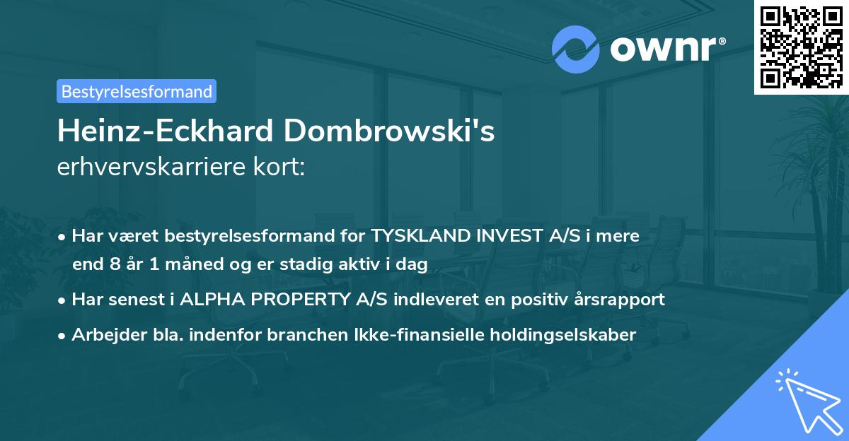 Heinz-Eckhard Dombrowski's erhvervskarriere kort