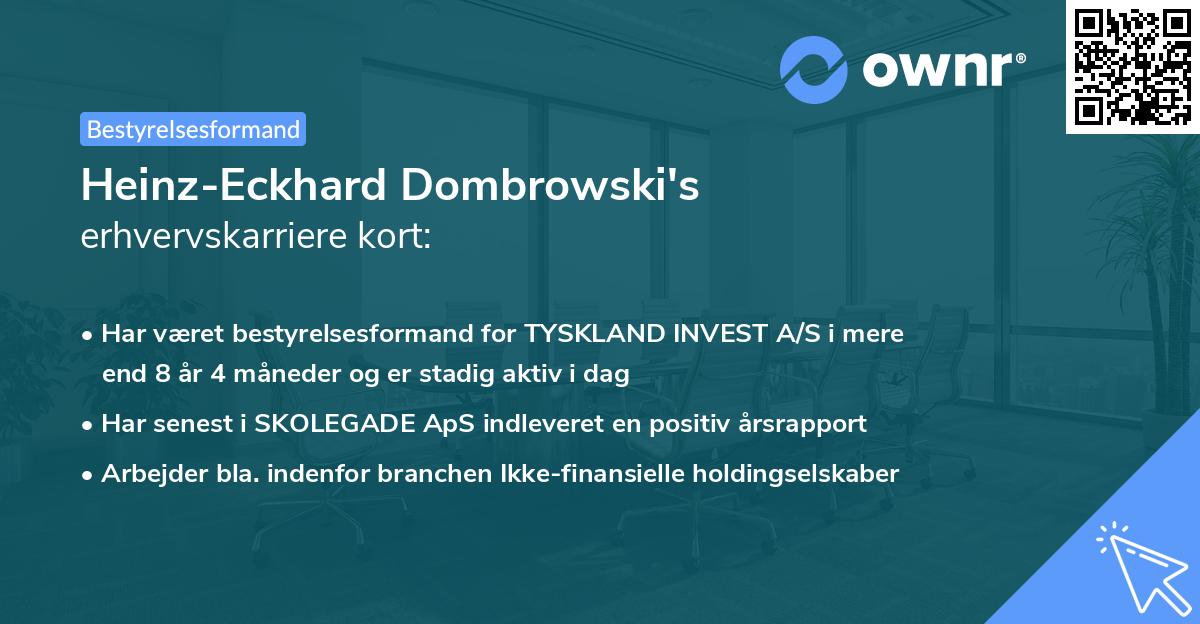 Heinz-Eckhard Dombrowski's erhvervskarriere kort