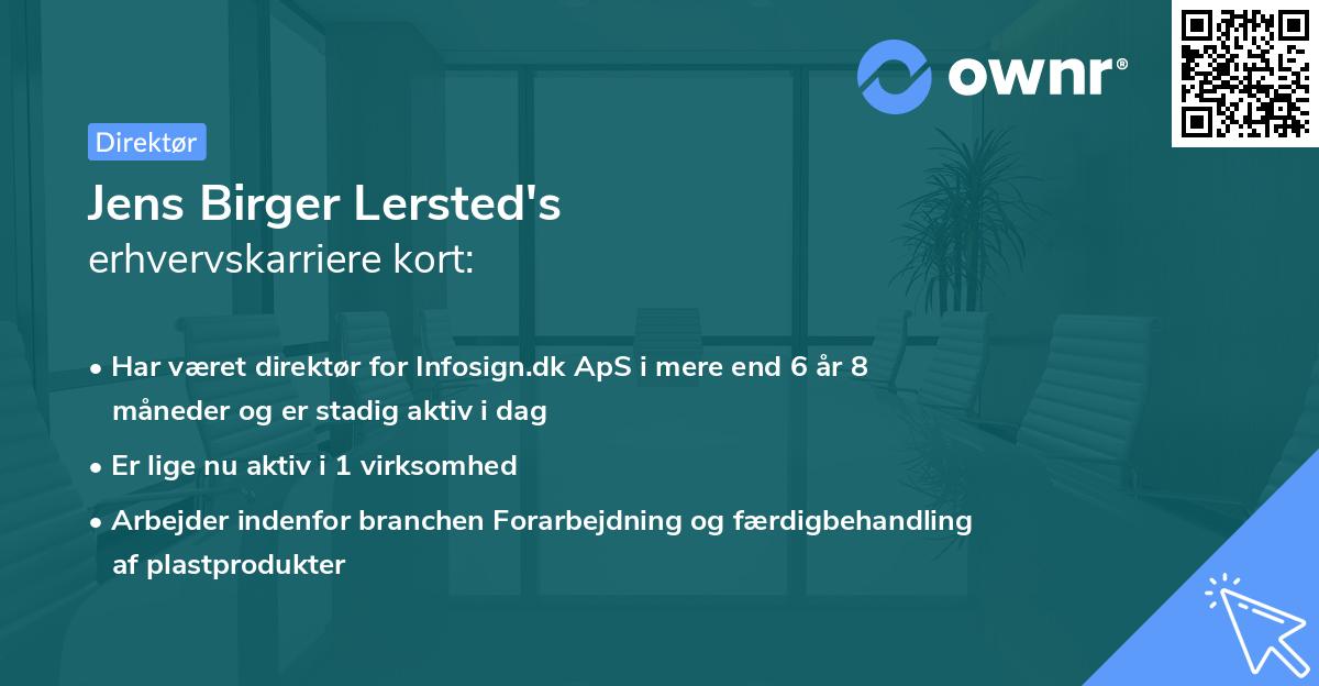 Jens Birger Lersted's erhvervskarriere kort