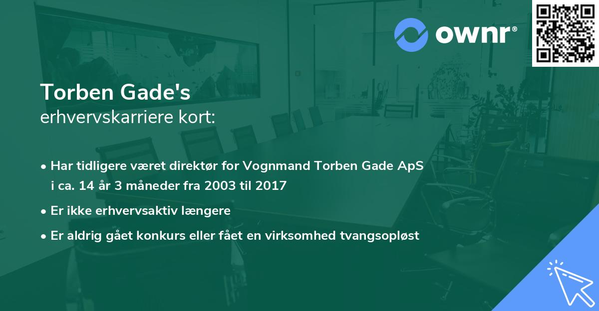 Torben Gade's erhvervskarriere kort