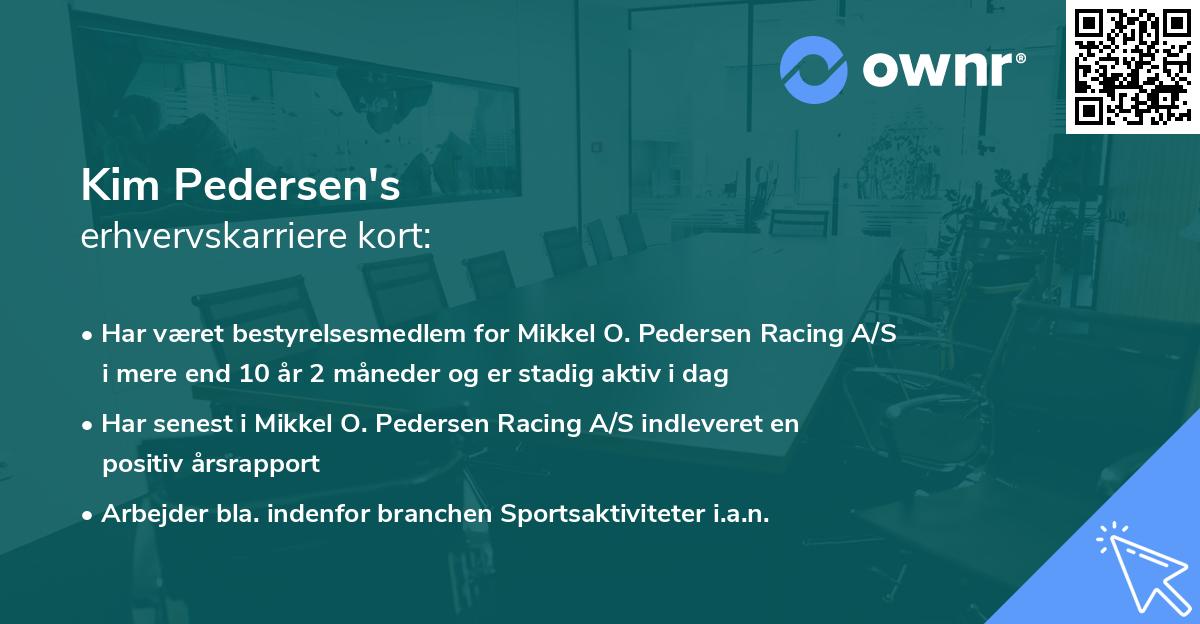 Kim Pedersen's erhvervskarriere kort