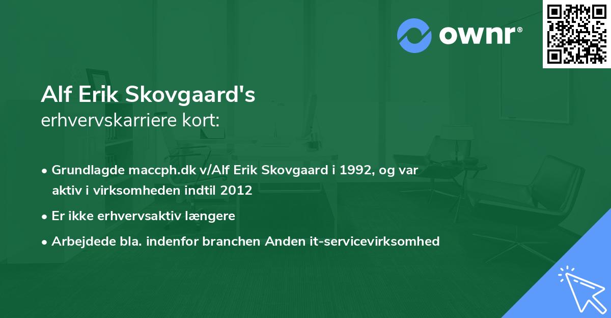Alf Erik Skovgaard's erhvervskarriere kort