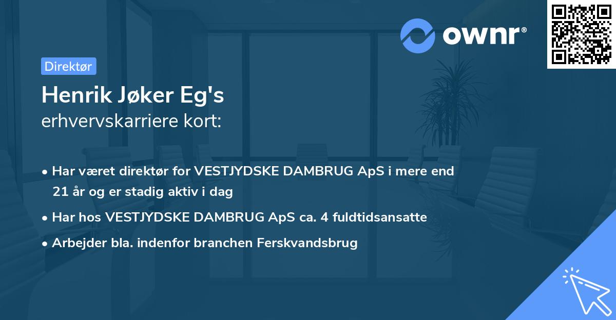 Henrik Jøker Eg's erhvervskarriere kort