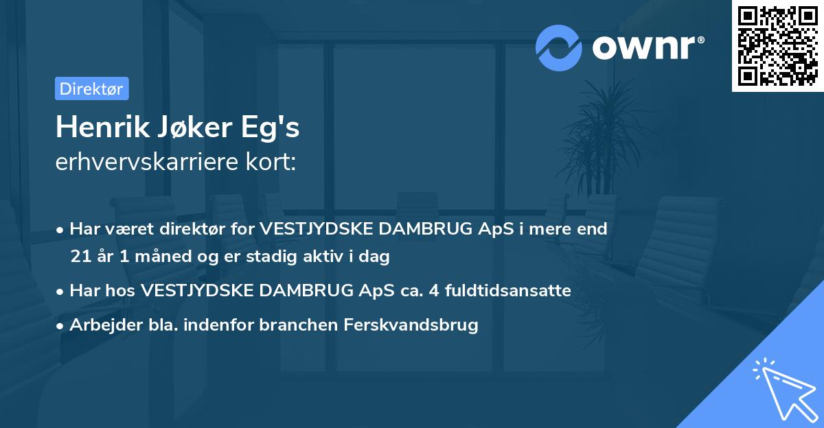 Henrik Jøker Eg's erhvervskarriere kort