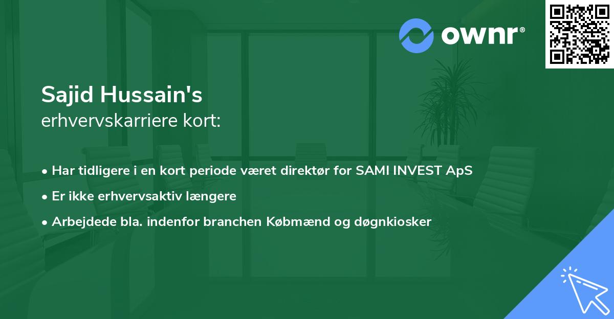 Sajid Hussain's erhvervskarriere kort