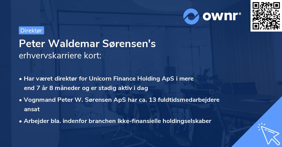 Peter Waldemar Sørensen's erhvervskarriere kort