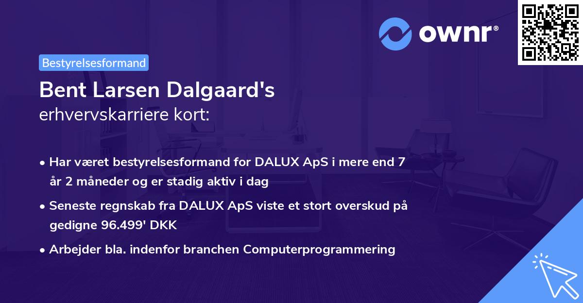 Bent Larsen Dalgaard's erhvervskarriere kort