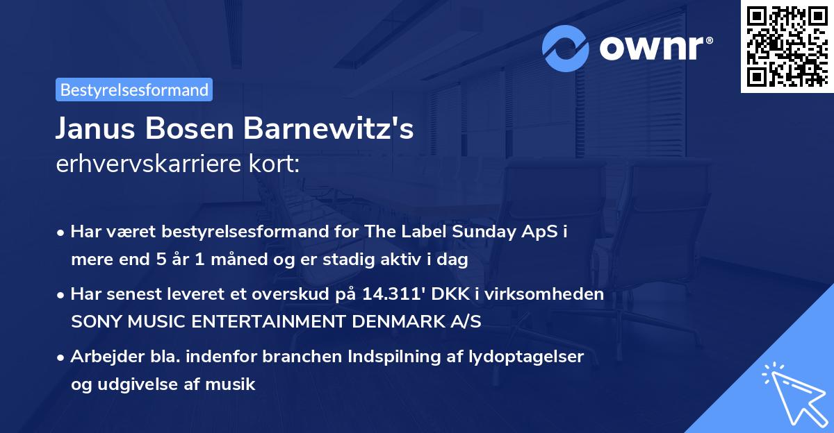 Janus Bosen Barnewitz's erhvervskarriere kort