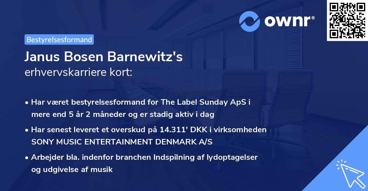 Janus Bosen Barnewitz's erhvervskarriere kort