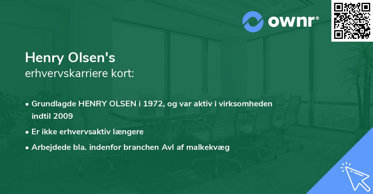 Henry Olsen's erhvervskarriere kort