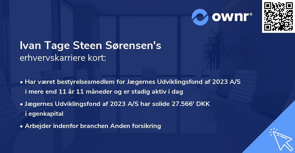 Ivan Tage Steen Sørensen's erhvervskarriere kort