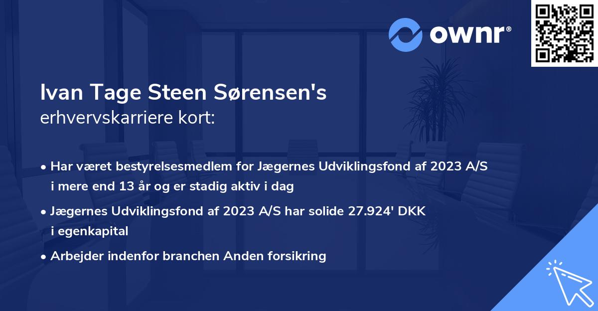 Ivan Tage Steen Sørensen's erhvervskarriere kort