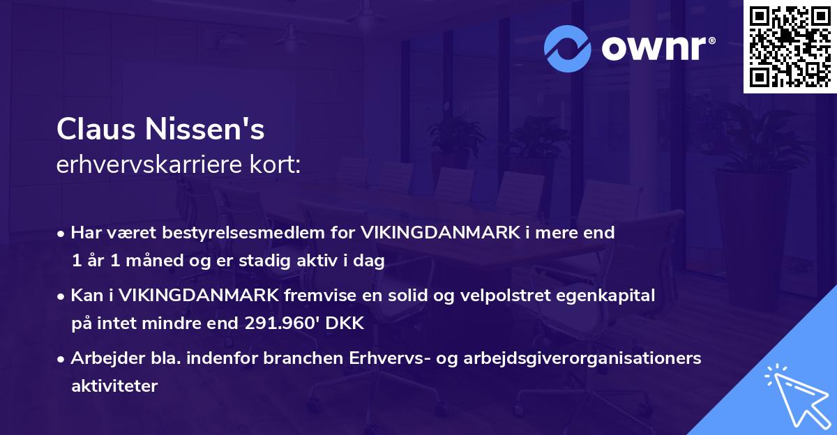 Claus Nissen's erhvervskarriere kort