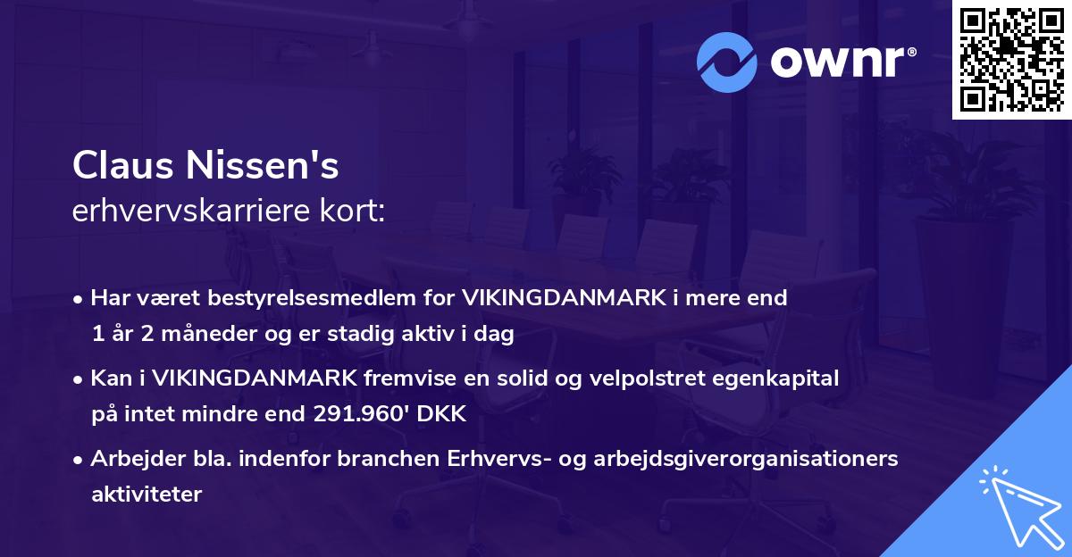 Claus Nissen's erhvervskarriere kort