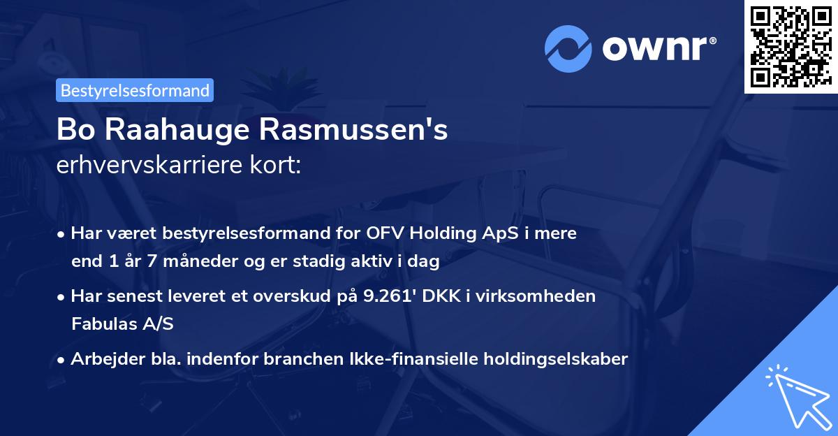 Bo Raahauge Rasmussen's erhvervskarriere kort