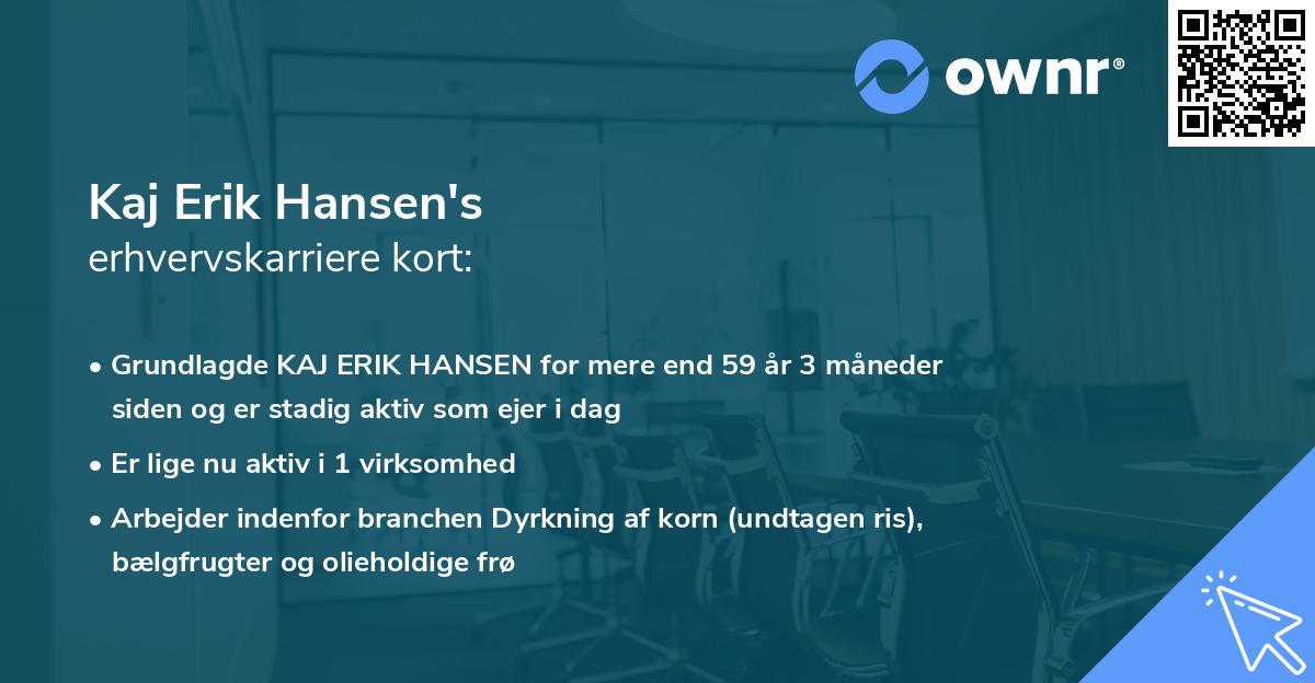 Kaj Erik Hansen's erhvervskarriere kort