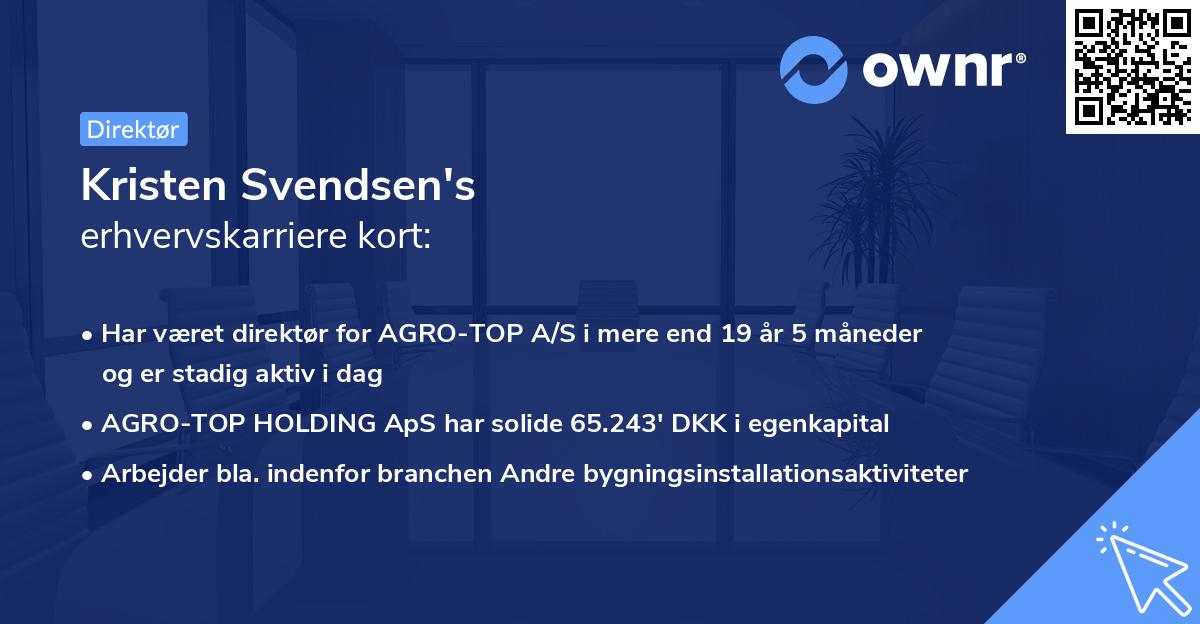 Kristen Svendsen's erhvervskarriere kort