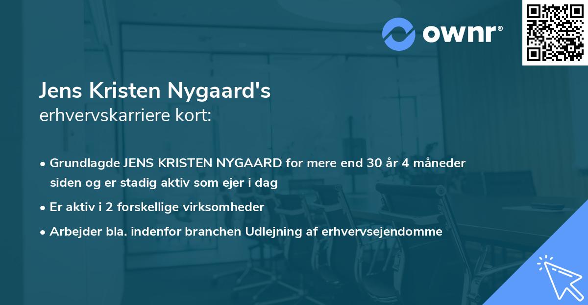 Jens Kristen Nygaard's erhvervskarriere kort