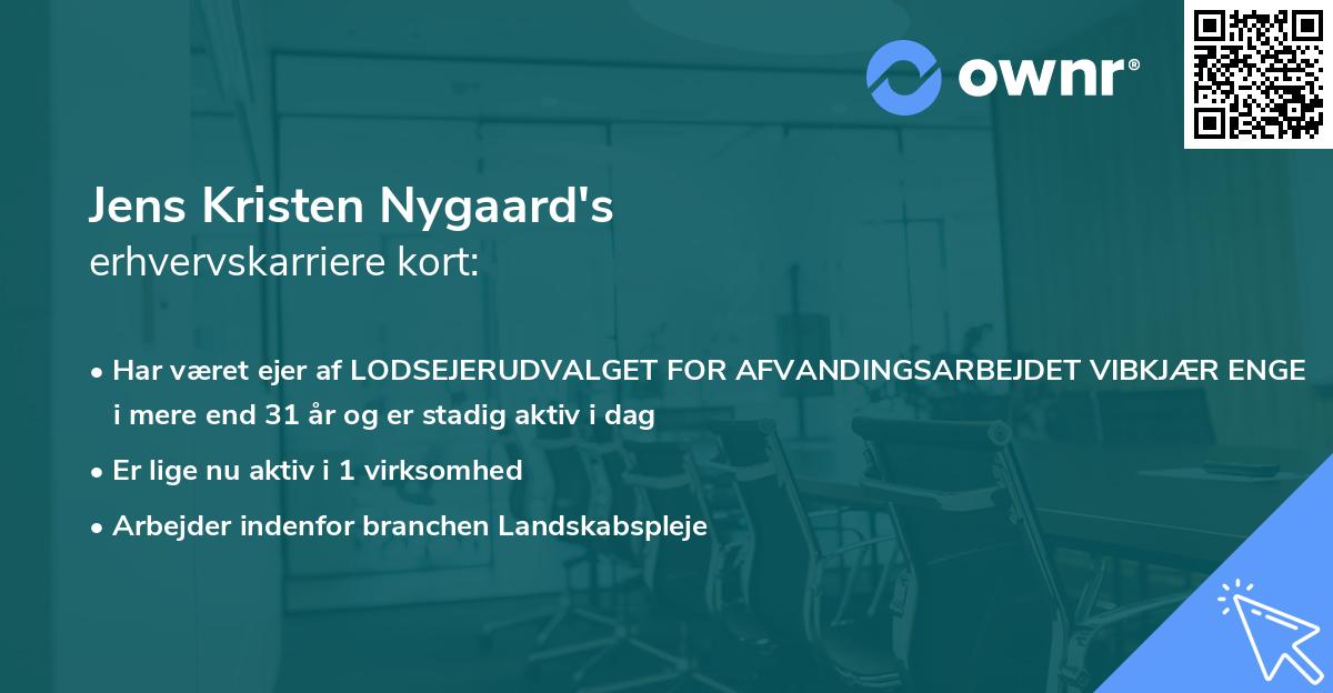 Jens Kristen Nygaard's erhvervskarriere kort